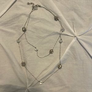Dainty Silver Necklace with Rhinestones
